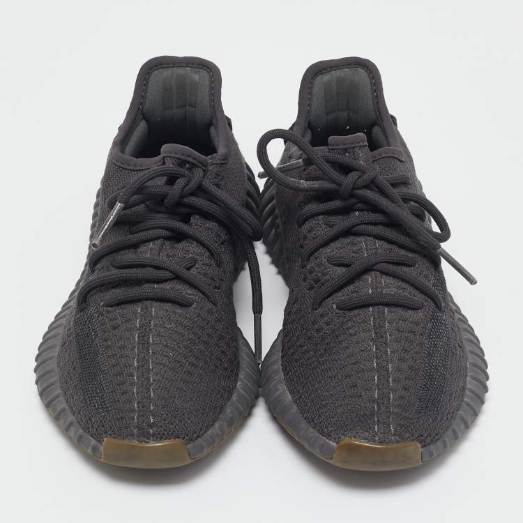 Pre Owned Yeezy x Adidas Black Knit Fabric Boost 350 V2 Cinder Sneakers Size 36 2/3