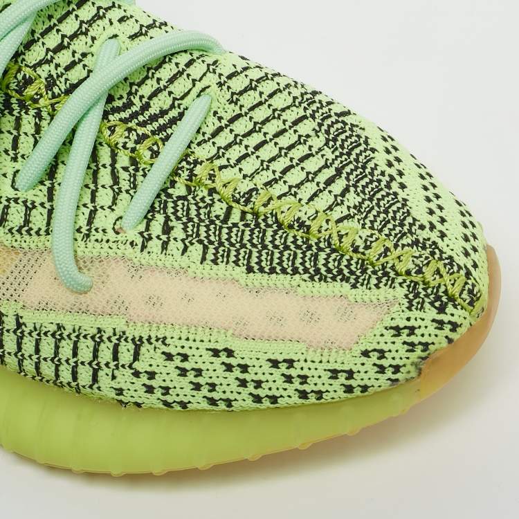 Pre Owned Yeezy x Adidas Neon Green Knit Fabric Boost 350 V2 Yeezreel (Non Reflective) Sneakers Size 39 1/3
