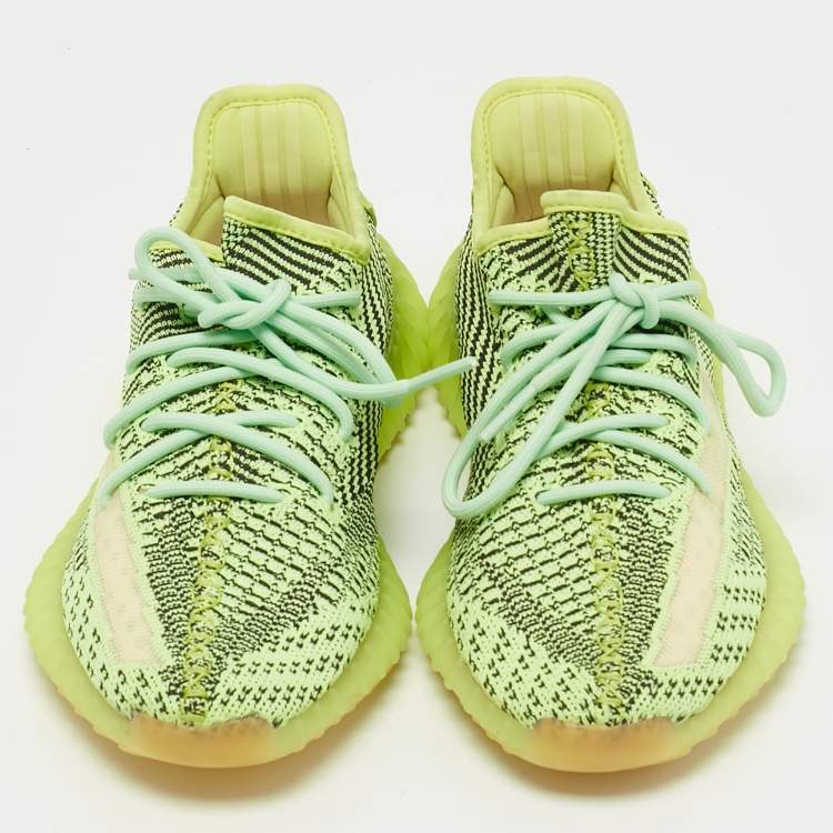 Pre Owned Yeezy x Adidas Neon Green Knit Fabric Boost 350 V2 Yeezreel (Non Reflective) Sneakers Size 39 1/3