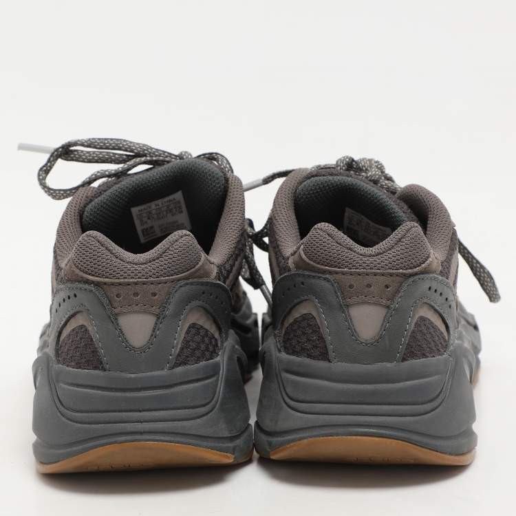 Pre Owned Yeezy x Adidas Grey Knit Fabric and Suede Boost 700 Geode Low Top Sneakers Size 37