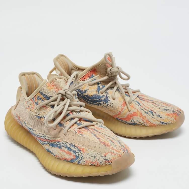 Pre Owned Yeezy x Adidas Multicolor Knit Fabric Boost 350 V2 MX Oat Sneakers Size 38 