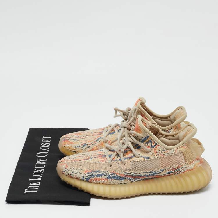 Pre Owned Yeezy x Adidas Multicolor Knit Fabric Boost 350 V2 MX Oat Sneakers Size 38 