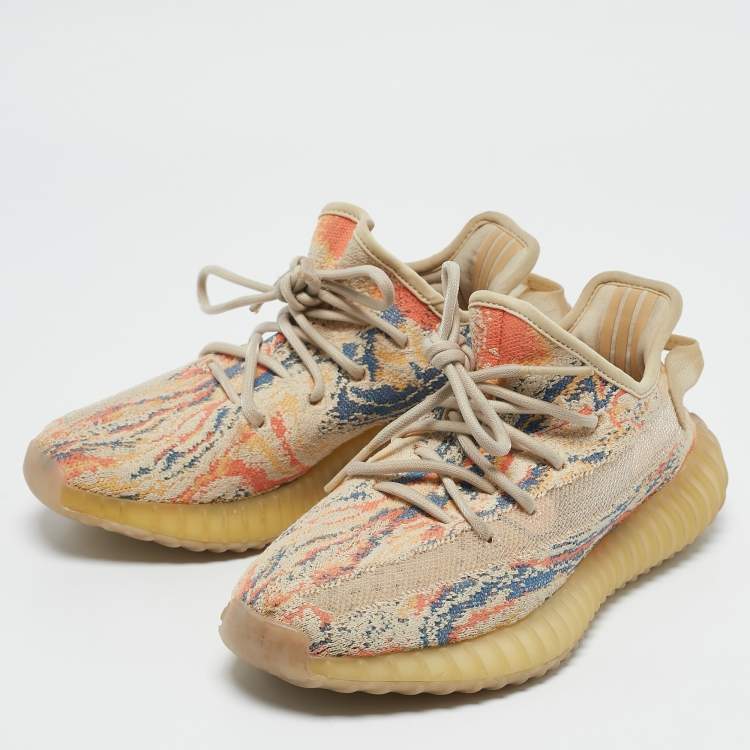 Pre Owned Yeezy x Adidas Multicolor Knit Fabric Boost 350 V2 MX Oat Sneakers Size 38 