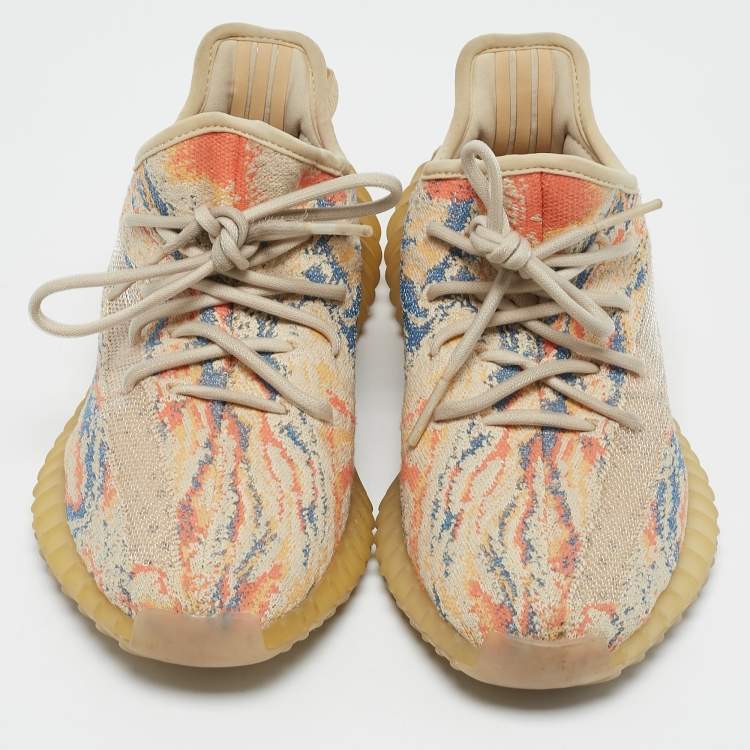Pre Owned Yeezy x Adidas Multicolor Knit Fabric Boost 350 V2 MX Oat Sneakers Size 38 