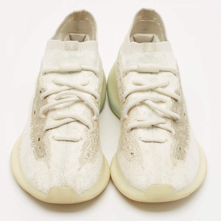 Pre Owned Yeezy x Adidas White Knit Fabric Boost 380 Calcite Glow Sneakers Size 39 1/3