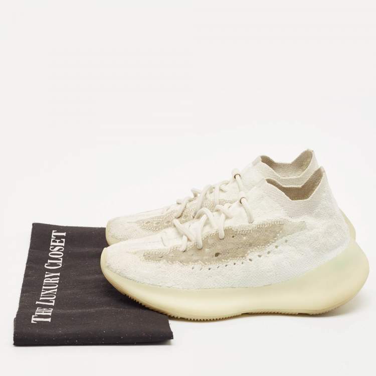 Pre Owned Yeezy x Adidas White Knit Fabric Boost 380 Calcite Glow Sneakers Size 39 1/3
