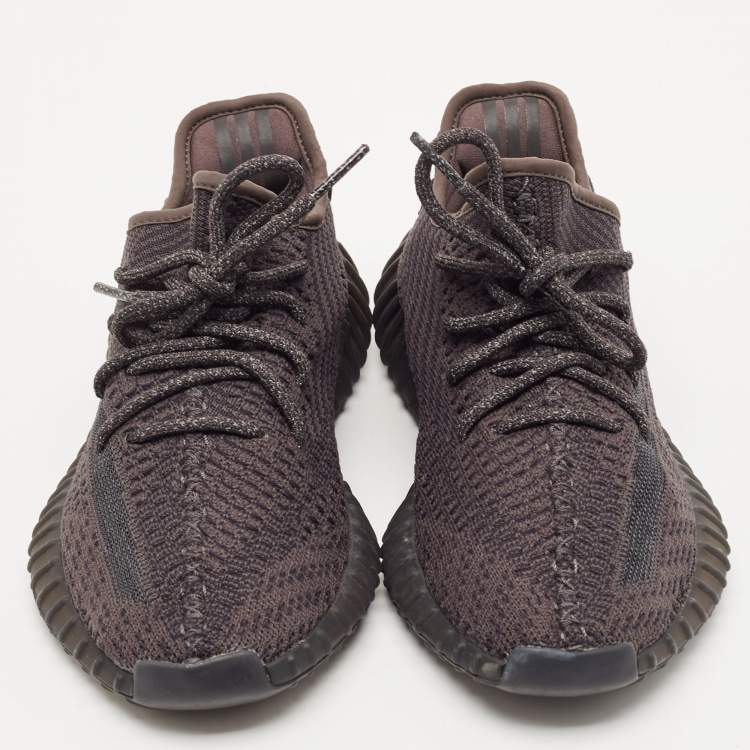 Pre Owned Yeezy x Adidas Black Knit Fabric Boost 350 V2 Black Non-Reflective Sneakers Size 38 2/3