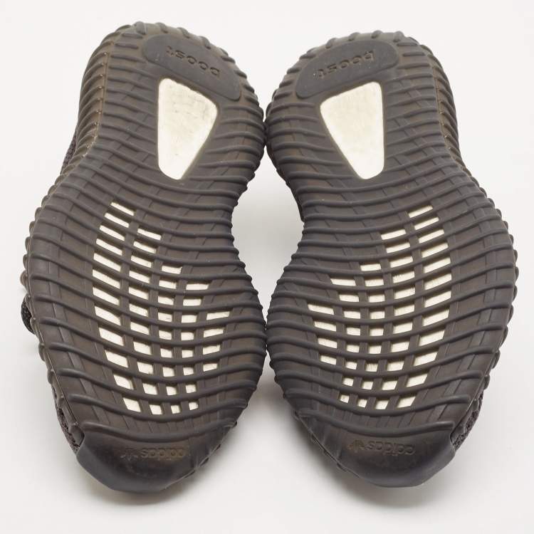 Pre Owned Yeezy x Adidas Black Knit Fabric Boost 350 V2 Black Non-Reflective Sneakers Size 38 2/3