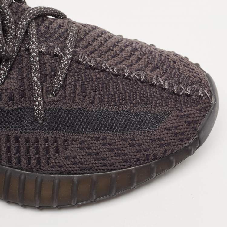 Pre Owned Yeezy x Adidas Black Knit Fabric Boost 350 V2 Black Non-Reflective Sneakers Size 38 2/3