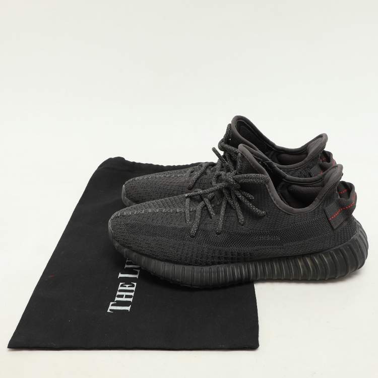 Pre Owned Yeezy x Adidas Black Knit Fabric Boost 350 V2 "Cinder" Low Top Sneakers Size 40
