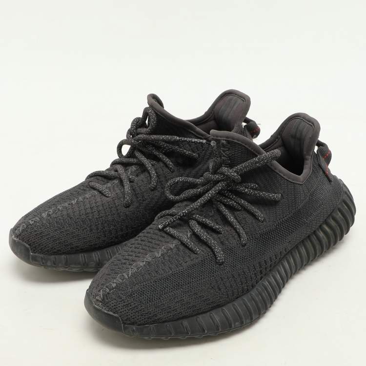 Pre Owned Yeezy x Adidas Black Knit Fabric Boost 350 V2 "Cinder" Low Top Sneakers Size 40
