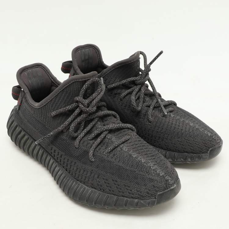 Pre Owned Yeezy x Adidas Black Knit Fabric Boost 350 V2 "Cinder" Low Top Sneakers Size 40