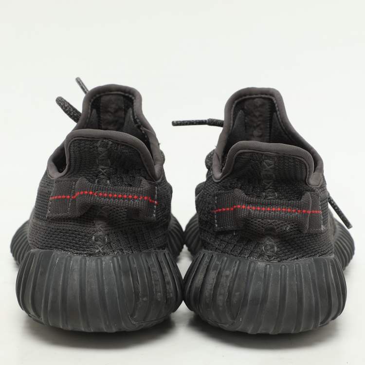 Pre Owned Yeezy x Adidas Black Knit Fabric Boost 350 V2 "Cinder" Low Top Sneakers Size 40