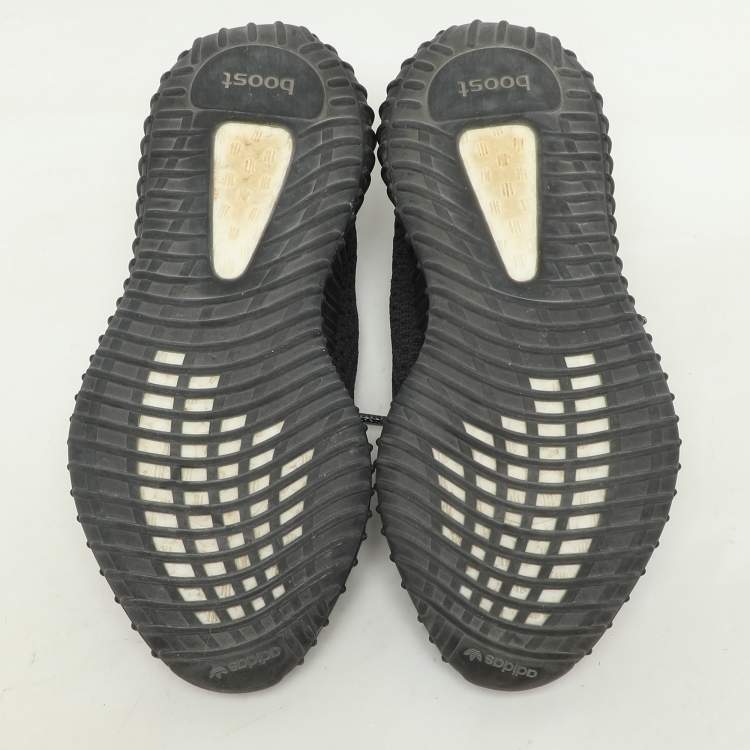 Pre Owned Yeezy x Adidas Black Knit Fabric Boost 350 V2 "Cinder" Low Top Sneakers Size 40