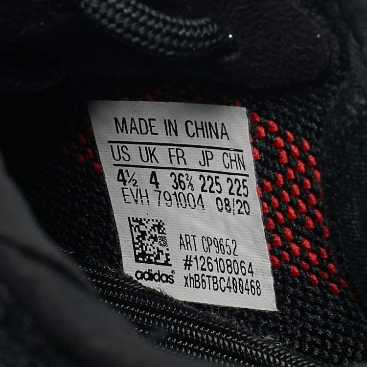 Pre Owned Yeezy x Adidas Black/Red Knit Fabric Boost 350 V2 Bred Sneakers Size 36 2/3