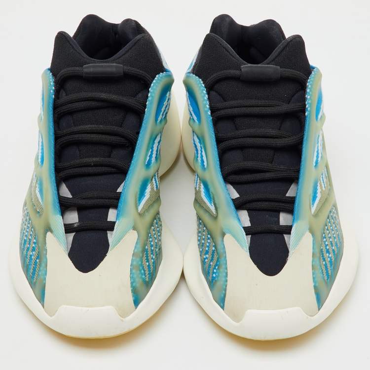 Pre Owned Yeezy x Adidas Blue/White Knit Fabric Yeezy 700 V3 Arzareth Sneakers Size 38