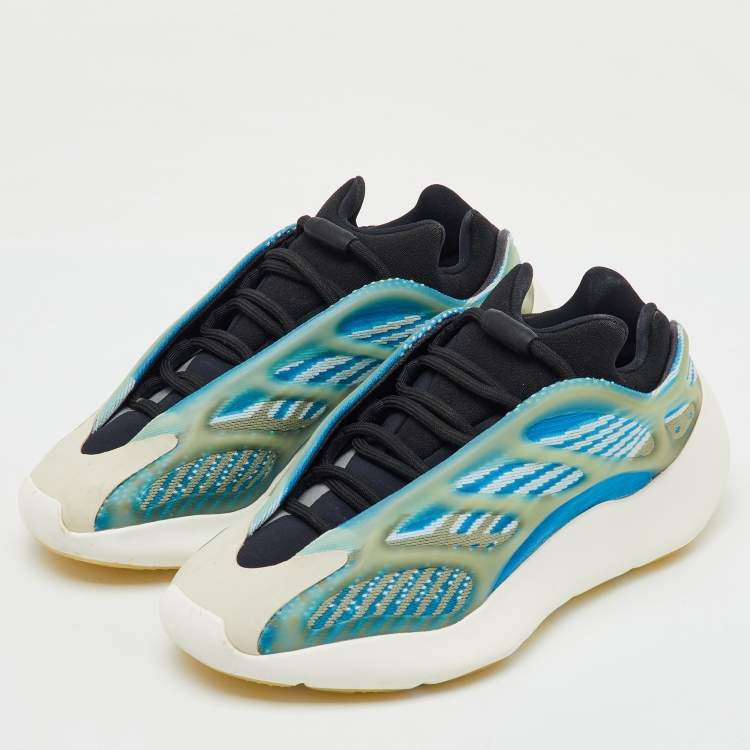 Pre Owned Yeezy x Adidas Blue/White Knit Fabric Yeezy 700 V3 Arzareth Sneakers Size 38