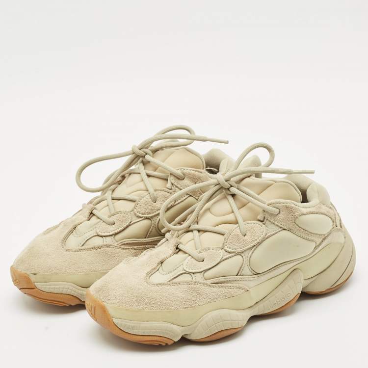 Pre Owned Yeezy x Adidas Green Suede and Neoprene 500 Stone Sneakers Size 40 2/3