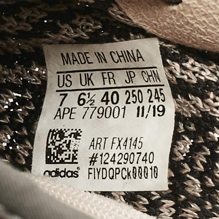 Pre Owned Yeezy x Adidas Black Knit Fabric Boost 350 V2 Yecheil Sneakers Size 40