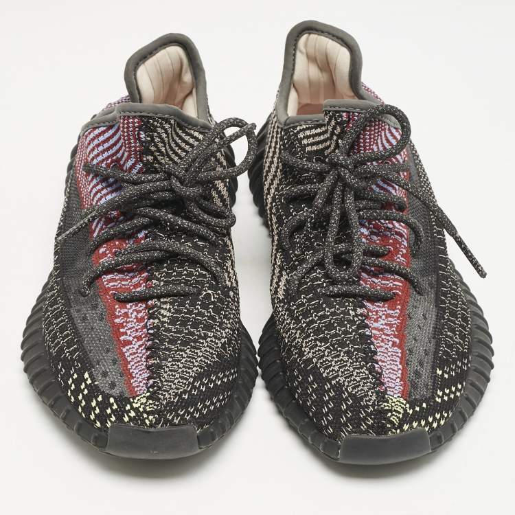 Pre Owned Yeezy x Adidas Black Knit Fabric Boost 350 V2 Yecheil Sneakers Size 40