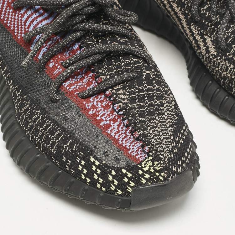Pre Owned Yeezy x Adidas Black Knit Fabric Boost 350 V2 Yecheil Sneakers Size 40