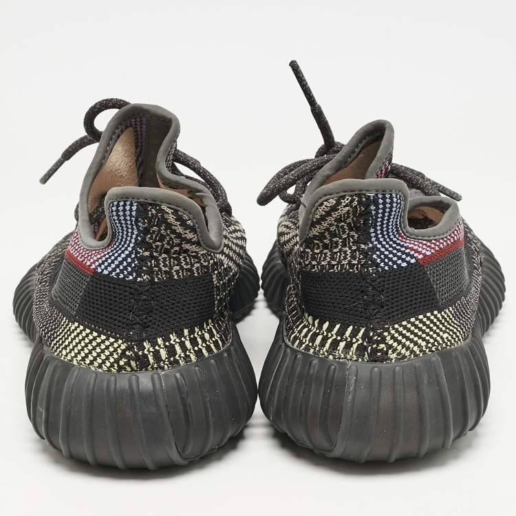 Pre Owned Yeezy x Adidas Black Knit Fabric Boost 350 V2 Yecheil Sneakers Size 40