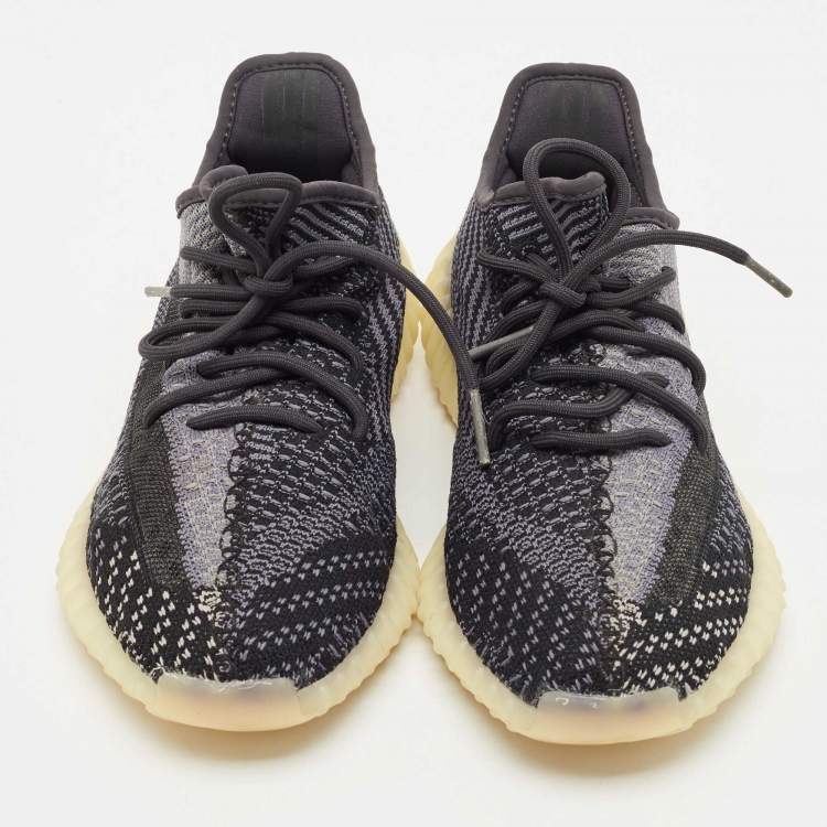 Pre Owned Yeezy x Adidas Black/Grey Knit Fabric Boost 350 V2 Carbon Sneakers Size 42