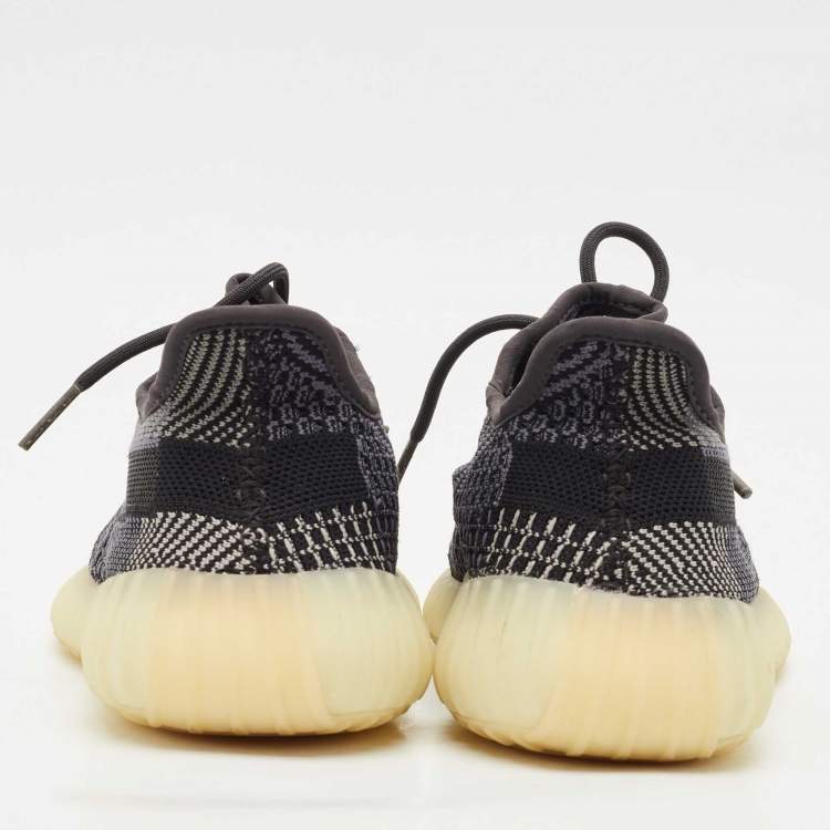 Pre Owned Yeezy x Adidas Black/Grey Knit Fabric Boost 350 V2 Carbon Sneakers Size 42