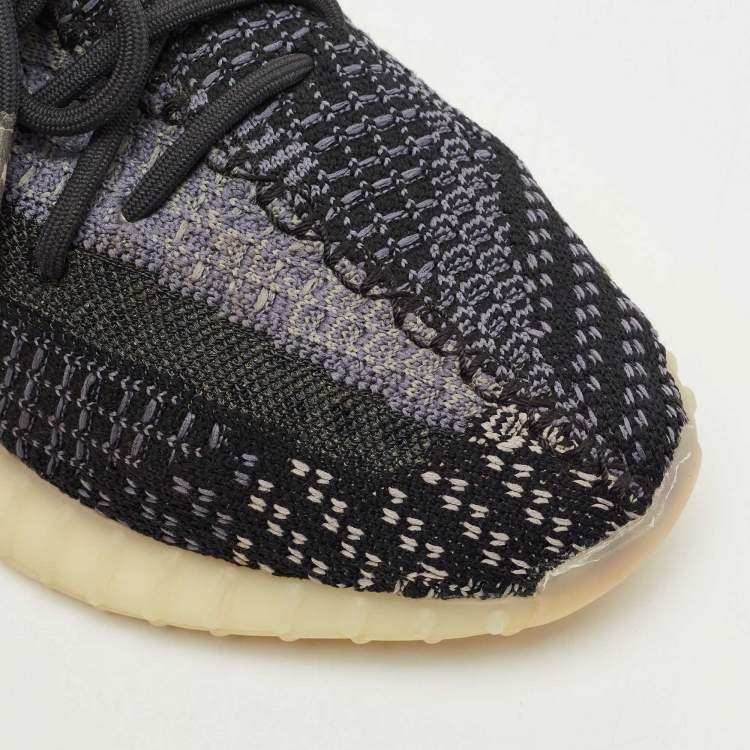 Pre Owned Yeezy x Adidas Black/Grey Knit Fabric Boost 350 V2 Carbon Sneakers Size 42