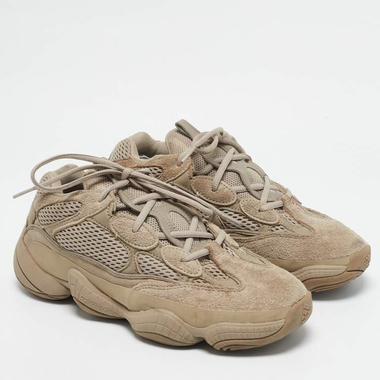 Pre Owned Yeezy x Adidas Brown Mesh and Suede 500 Taupe Light Sneakers Size 40 2/3