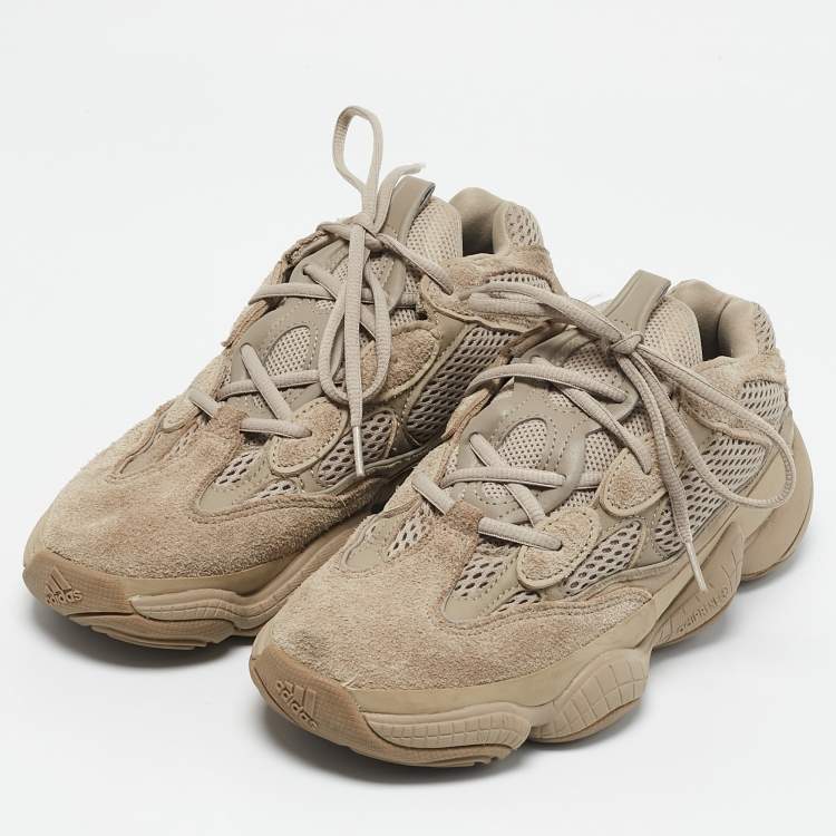 Pre Owned Yeezy x Adidas Brown Mesh and Suede 500 Taupe Light Sneakers Size 40 2/3