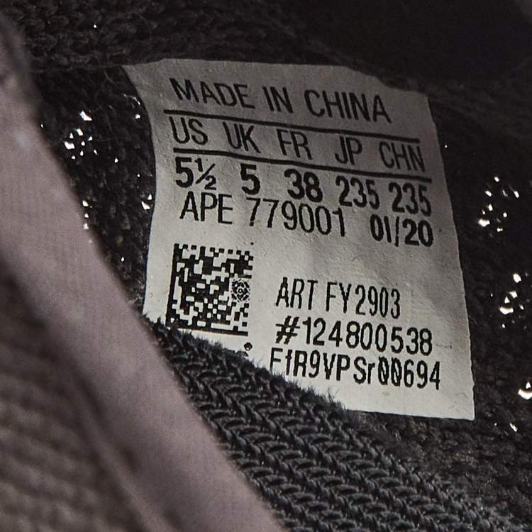 Pre Owned Yeezy x Adidas Black Knit Fabric Boost 350 V2 Cinder Sneakers Size 38