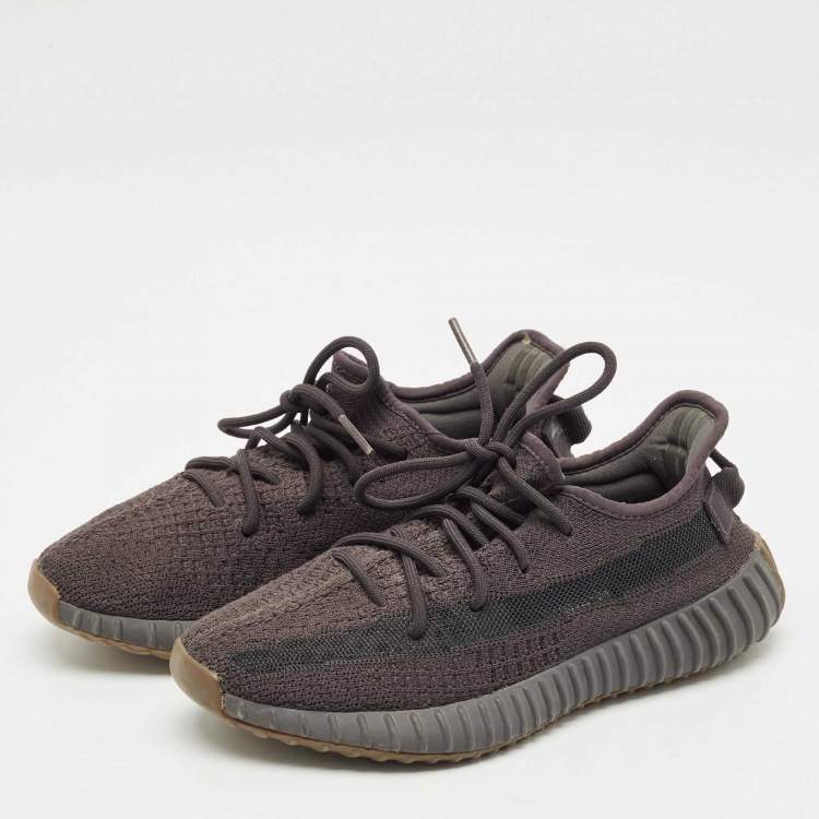 Pre Owned Yeezy x Adidas Black Knit Fabric Boost 350 V2 Cinder Sneakers Size 40