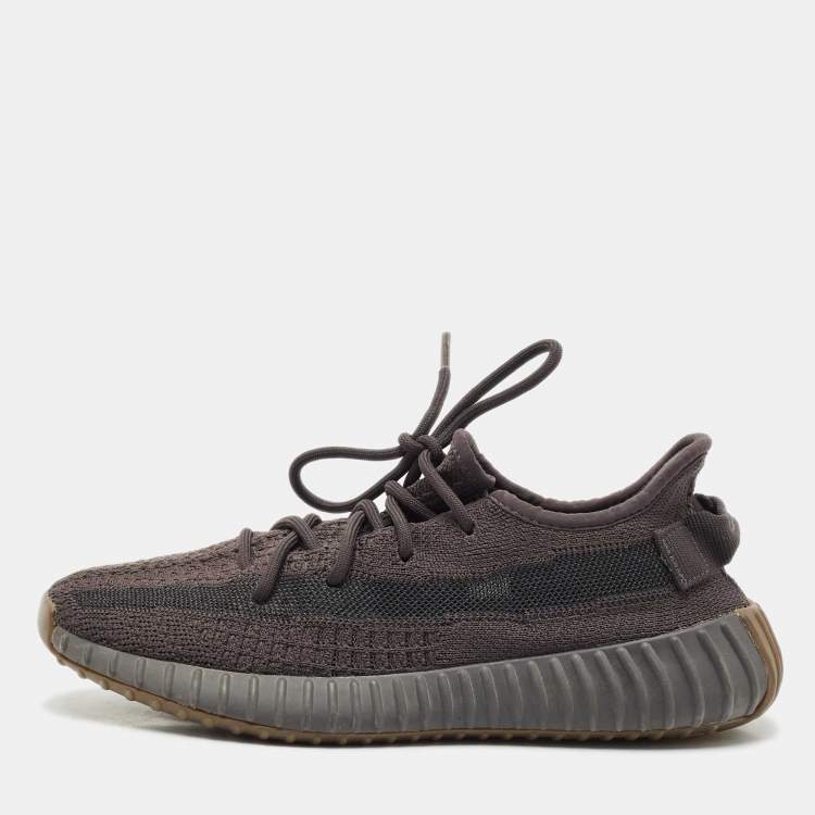 Pre Owned Yeezy x Adidas Black Knit Fabric Boost 350 V2 Cinder Sneakers Size 40
