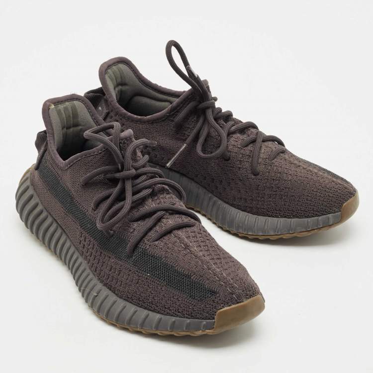 Pre Owned Yeezy x Adidas Black Knit Fabric Boost 350 V2 Cinder Sneakers Size 40