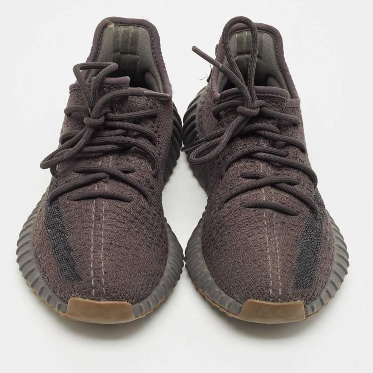 Pre Owned Yeezy x Adidas Black Knit Fabric Boost 350 V2 Cinder Sneakers Size 40