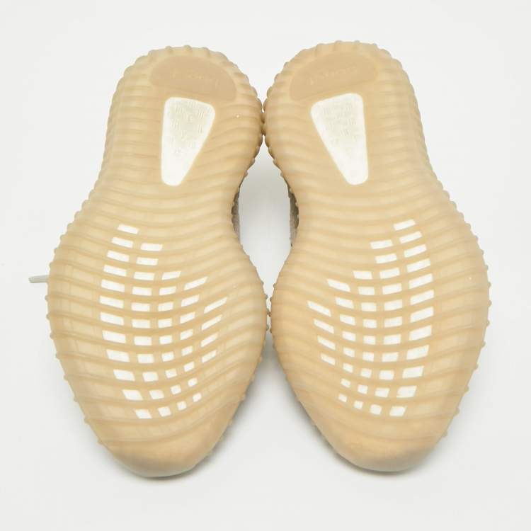 Pre Owned Yeezy x Adidas White Fabric Boost 350 V2 Slate Core Sneakers Size 37 2/3