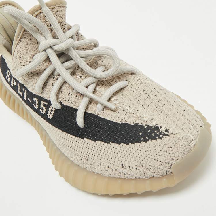 Pre Owned Yeezy x Adidas White Fabric Boost 350 V2 Slate Core Sneakers Size 37 2/3
