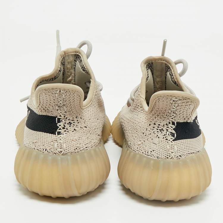 Pre Owned Yeezy x Adidas White Fabric Boost 350 V2 Slate Core Sneakers Size 37 2/3
