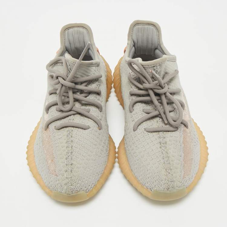 Pre Owned Yeezy x Adidas Grey Knit Fabric Boost 350 V2 True Form Sneakers Size 36 2/3