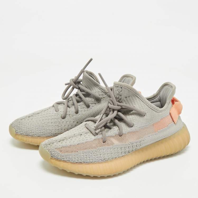 Pre Owned Yeezy x Adidas Grey Knit Fabric Boost 350 V2 True Form Sneakers Size 36 2/3