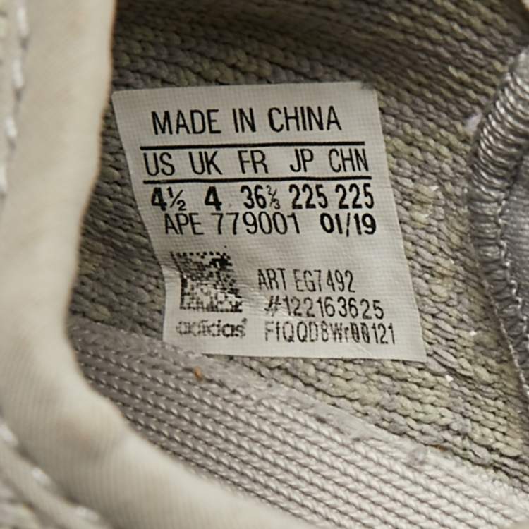 Pre Owned Yeezy x Adidas Grey Knit Fabric Boost 350 V2 True Form Sneakers Size 36 2/3