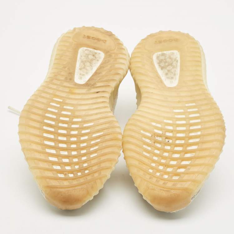 Pre Owned Yeezy x Adidas Cream Knit Fabric Boost 350 V2 Synth Non Reflective Sneakers Size 38