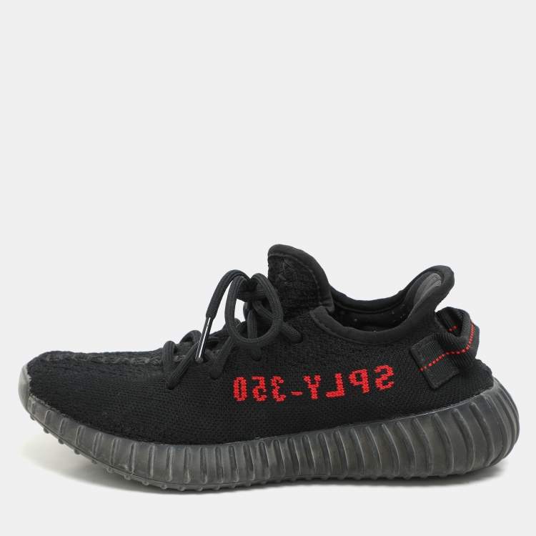 Pre Owned Yeezy x Adidas Black Fabric Boost 350 V2 Slate Core Sneakers Size 37 1/3