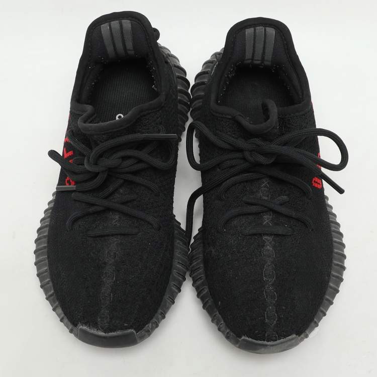 Pre Owned Yeezy x Adidas Black Fabric Boost 350 V2 Slate Core Sneakers Size 37 1/3