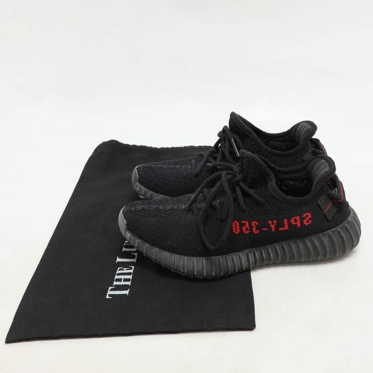 Pre Owned Yeezy x Adidas Black Fabric Boost 350 V2 Slate Core Sneakers Size 37 1/3