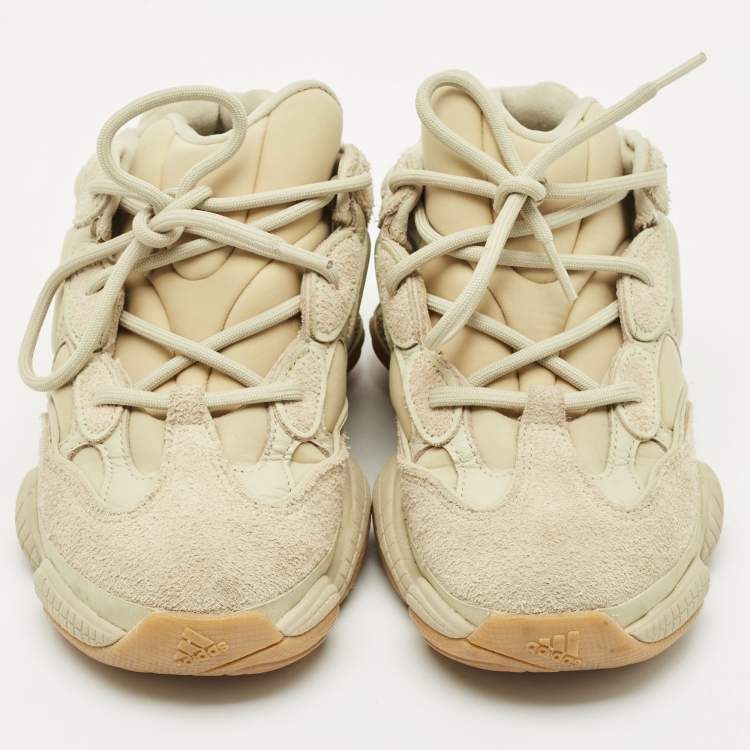 Pre Owned Yeezy x Adidas Green Neoprene and Suede Yeezy 500 Stone Sneakers Size 38