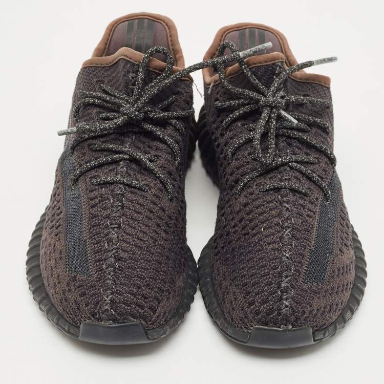 Pre Owned Yeezy x Adidas Black Knit Fabric Boost 350 V2 Black Non-Reflective Sneakers Size 34