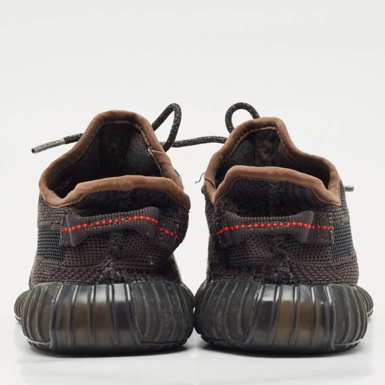 Pre Owned Yeezy x Adidas Black Knit Fabric Boost 350 V2 Black Non-Reflective Sneakers Size 34