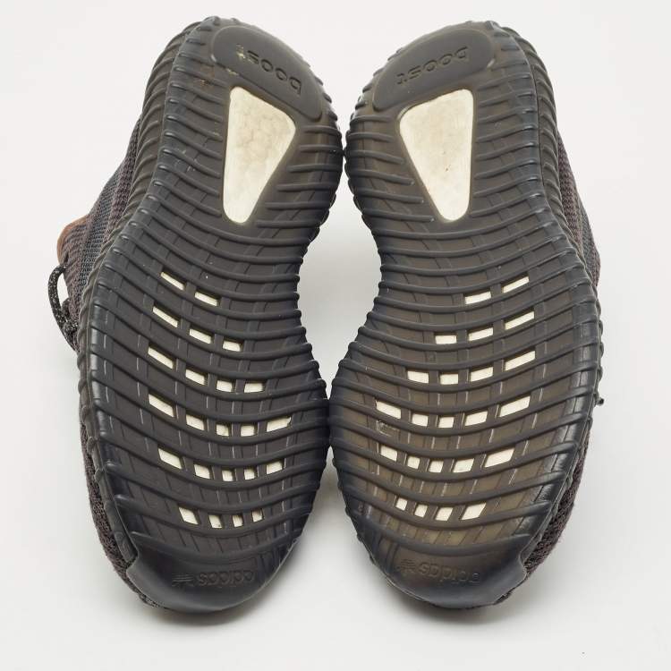 Pre Owned Yeezy x Adidas Black Knit Fabric Boost 350 V2 Black Non-Reflective Sneakers Size 34